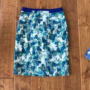 Club Monaco size 0 blue print pencil skirt